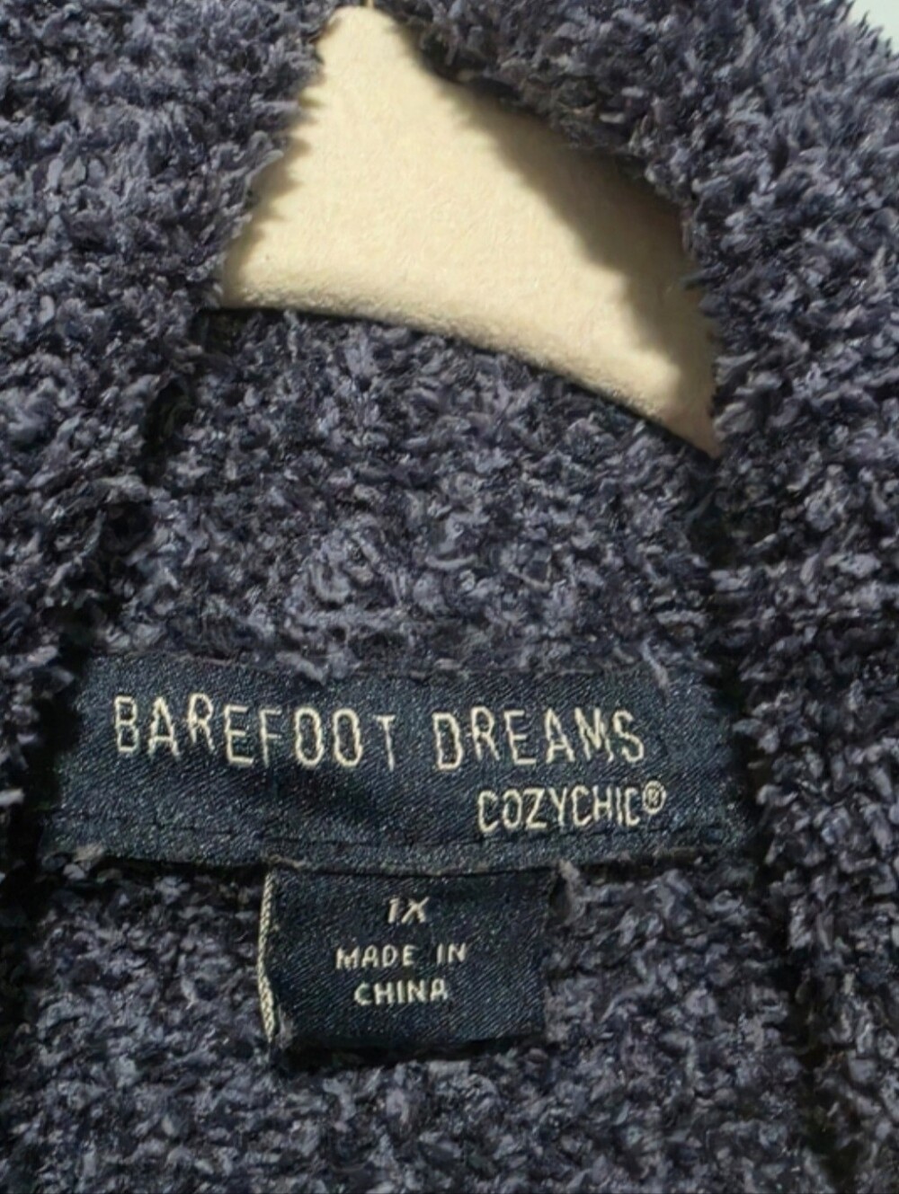BAREFOOT DREAMS CozyChic Cardigan Women's Plus 1X Blue Open Front Lounge - Picture 5 of 6